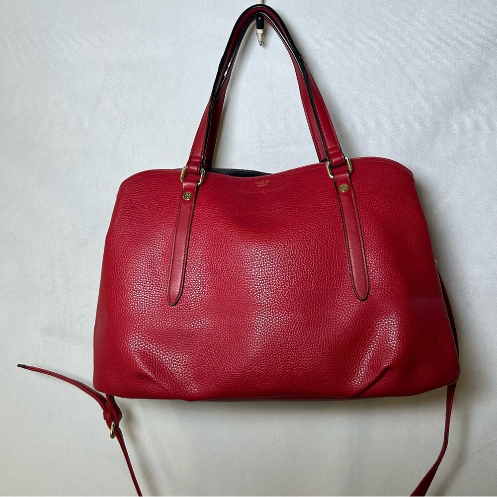 Tutilo New York Red Pebbled Faux Leather Tote Bag, Shoulder bag.